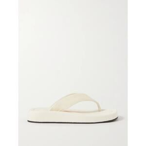 The Row White Ginza Platform Sandals Leather & Velvet Strap Size 37